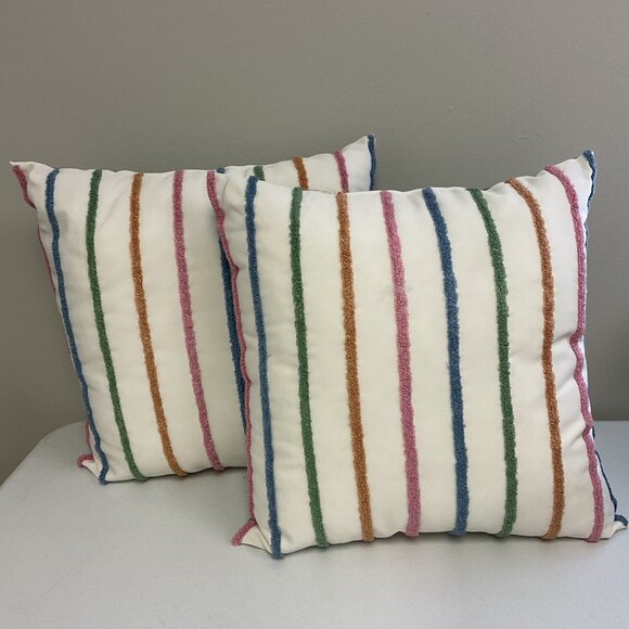 Room Essentials Decorative Pillow Multicolor Stripe 18in X 18in Set Of 2 - Picture 1 of 6